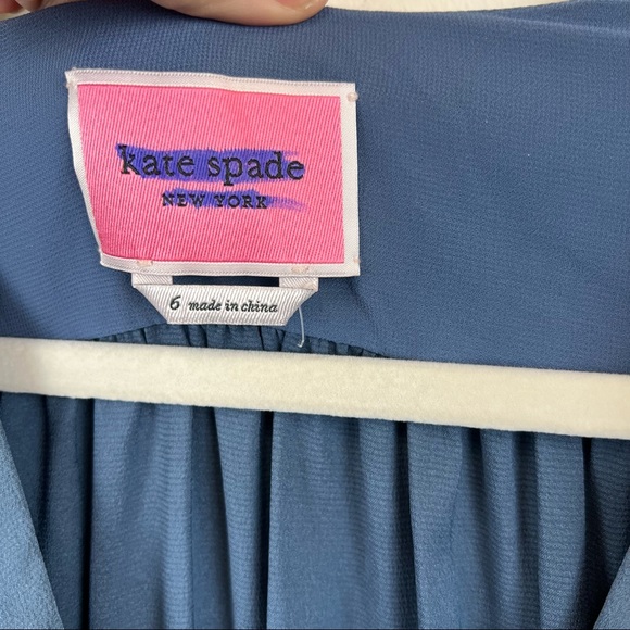 NWOT KATE SPADE NY Slate Blue Satin Midi Dress Size 6 - Picture 8 of 11